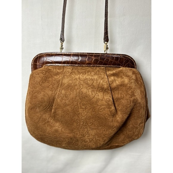 Vintage FURLA Cognac Dome Shaped Soft Leather Bag S - Picture 1 of 7